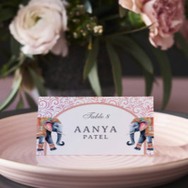 Floral Elephant & Mundap Arch Wedding Escort Name Platzkarte