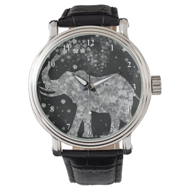 Floral Elephant Watch Armbanduhr (Vorderseite)