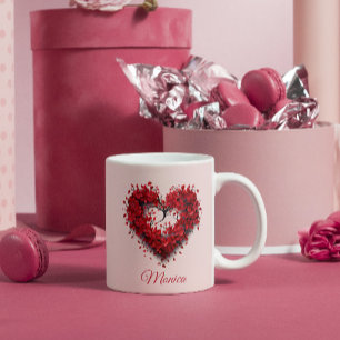 Floral Embrace Herz Zollamtliche Valentine Kaffeetasse