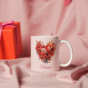 Floral Embrace Herz Zollamtliche Valentine Kaffeetasse
