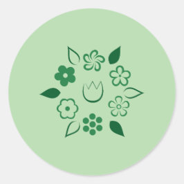 Floral Emerald Forest Green Spring Blume Runder Aufkleber