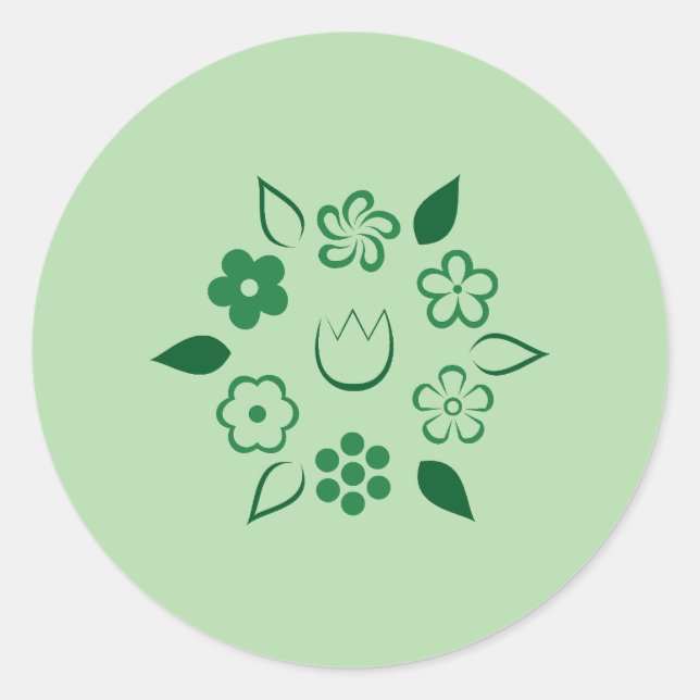 Floral Emerald Forest Green Spring Blume Runder Aufkleber (Vorderseite)