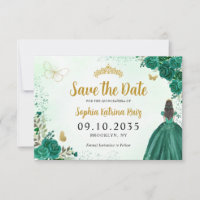 Floral Emerald Green Princess Birthday Quinceanera