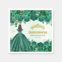 Floral Emerald Green Princess Tiara Quinceanera