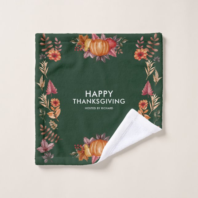 Floral Emerald Green Thanksgiving Dîner (Gant de toilette)