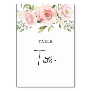 Floral errötende Rosen Hochzeit Tischnummer