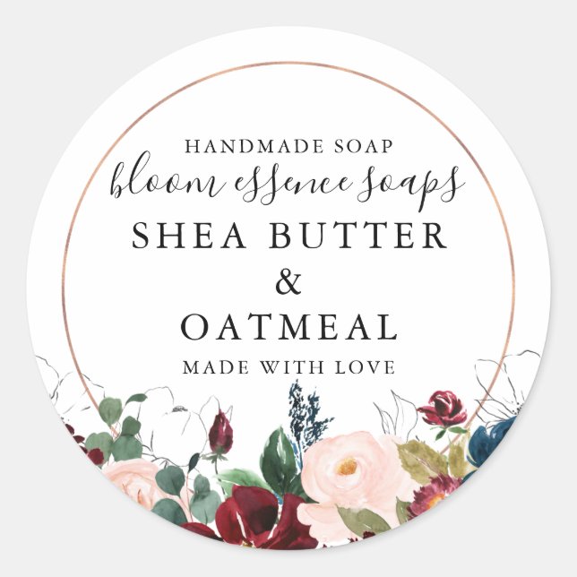Floral et huile | Sticker pour savon (Devant)