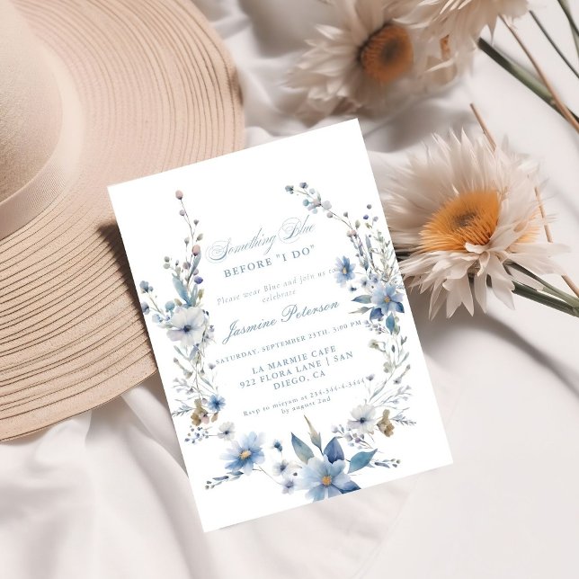 Floral Etwas Blau bevor ich Brautparty mache Einladung (Von Creator hochgeladen)