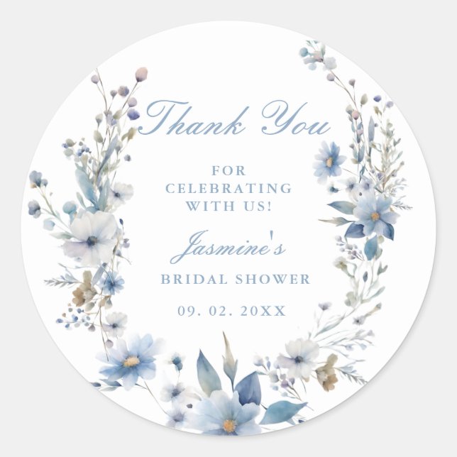 Floral Etwas Blau bevor ich Brautparty mache Runder Aufkleber (Vorderseite)