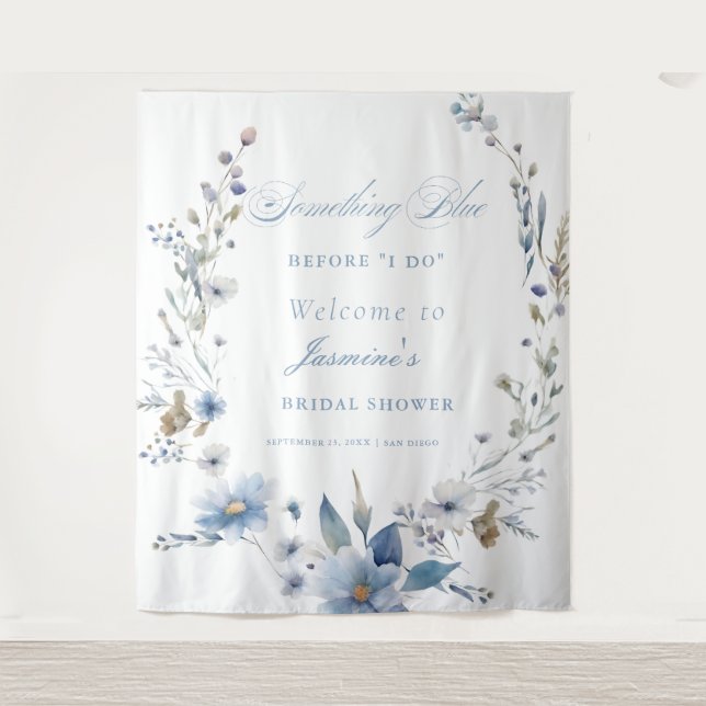 Floral Etwas Blau bevor ich Brautparty mache Wandteppich (Vorderseite)