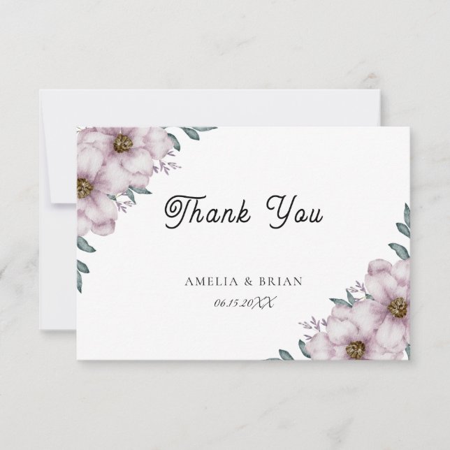 Floral Eukalyptus Summer Wedding Dankeschön Karte (Vorderseite)
