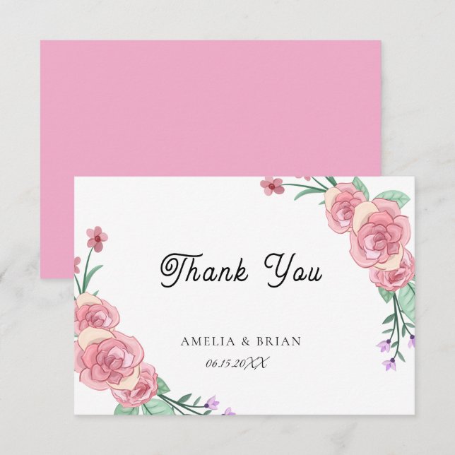 Floral Eukalyptus Wedding Danke Karte (Vorne/Hinten)