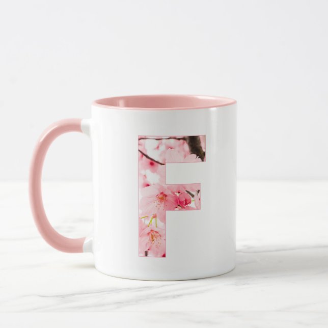 Floral F Initial Mug | Personalized Name & Traits (Gauche)