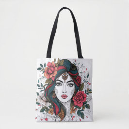 Floral Face – Boho Beauty Tote Tasche