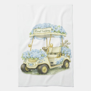 Floral Fairway Hortensie Golf Cart Weißes Teetuch Geschirrtuch