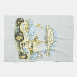 Floral Fairway Hydrangea Golf Cart Sage Tea Towel Geschirrtuch