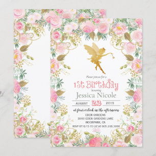 Floral Fairy 1er anniversaire Invitation