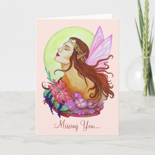 Floral Fairy Blank "Miss You"-Karte Karte (Vorderseite)