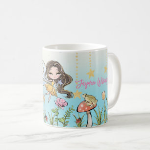 Floral Fairy Brown Hair Girl Individuelle Name Kin Kaffeetasse