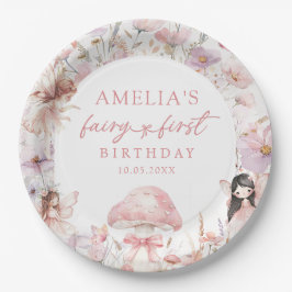 Floral Fairy First Birthday Party Paper Plates Pappteller
