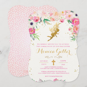 Floral Fairy First Holy Communion Invitation