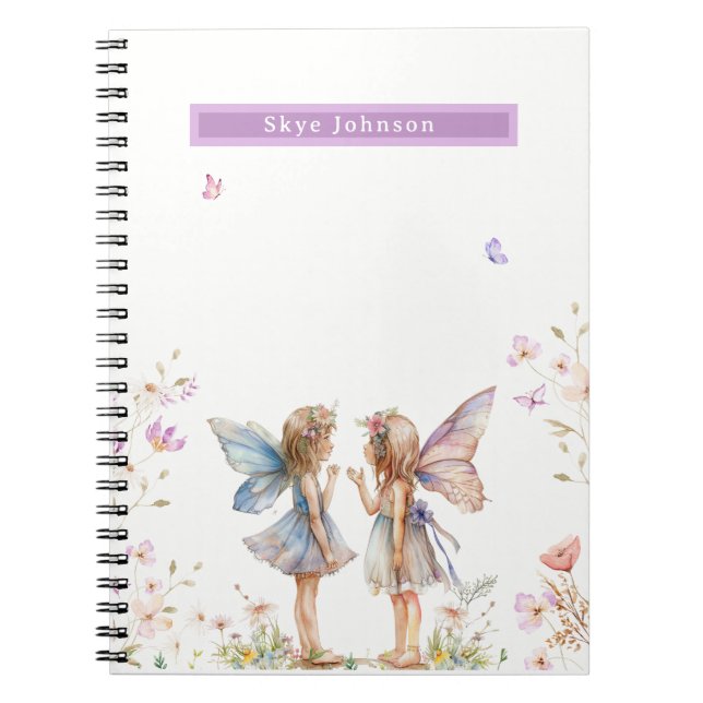 Floral Fairy Nom personnalisé Carnet (Devant)