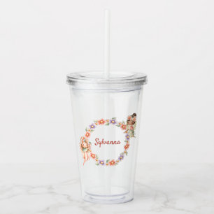 Floral Fairy Tumbler mit Individuelle Name Acryltrinkbecher