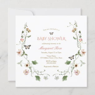 Floral Fairytale Garden Baby shower Invitation