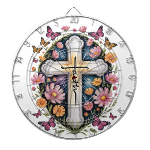 Floral Faith Cross Dartscheibe