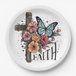 Floral Faith Cross Pappteller