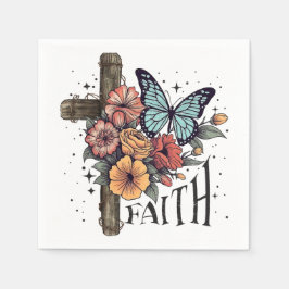 Floral Faith Cross Serviette