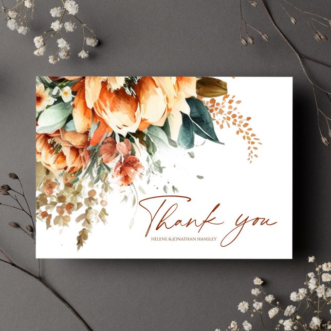 Floral Fall Boho Hochzeit Danke Karte (Floral Fall Boho Wedding Thank You Card)