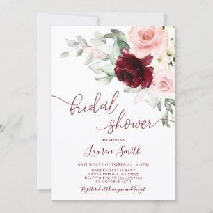 Floral Fall Burgundy Brautparty Einladung