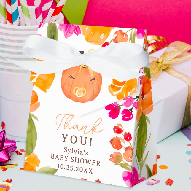 Floral Fall cute little pumpkin baby shower Geschenkschachtel (Floral Fall cute little pumpkin baby shower Favor Box)