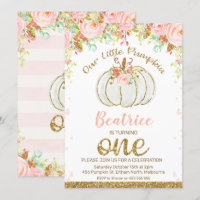 Floral Fall Pumpkin 1. Geburtstag Einladung