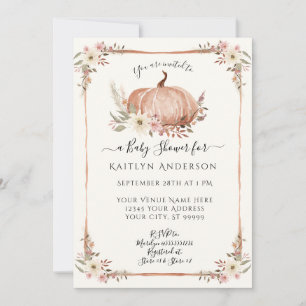 Floral Fall Pumpkin Botanical Watercolor Baby