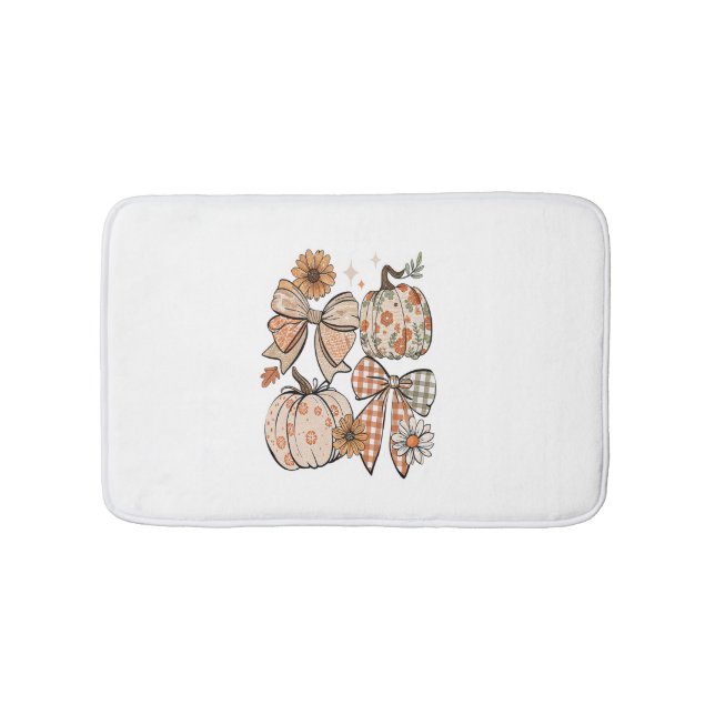 Floral Fall Pumpkin Coquette Boho Fall Bow Badematte (Vorderseite)