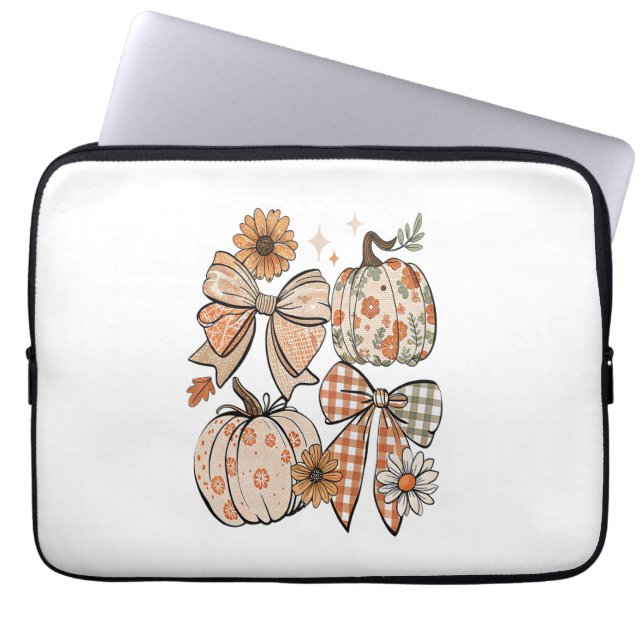 Floral Fall Pumpkin Coquette Boho Fall Bow Laptopschutzhülle (Vorderseite)