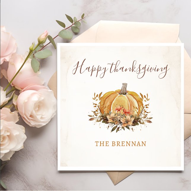 Floral Fall Pumpkin Erntedank Dinner Napkins Serviette (Von Creator hochgeladen)