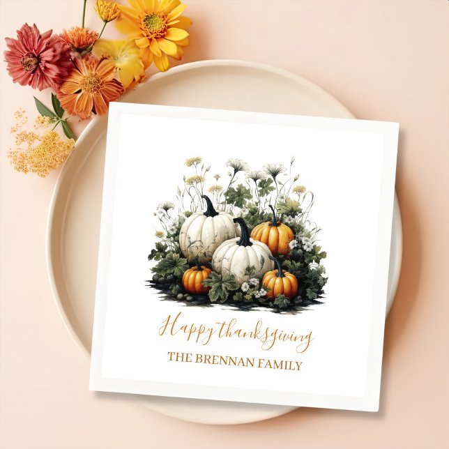 Floral Fall Pumpkin Erntedank Dinner Napkins Serviette (Von Creator hochgeladen)