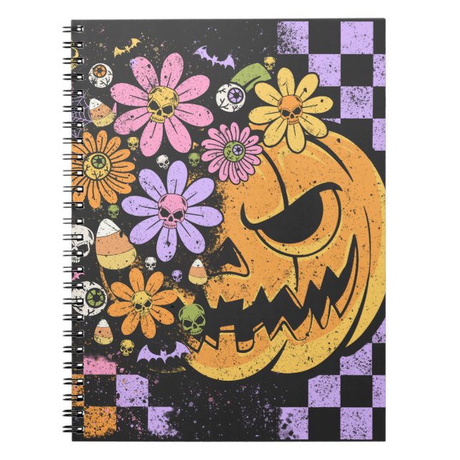 Floral Fall Pumpkin Halloween Notizblock (Vorderseite)