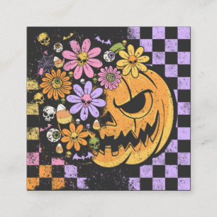 Floral Fall Pumpkin Halloween Quadratische Visitenkarte