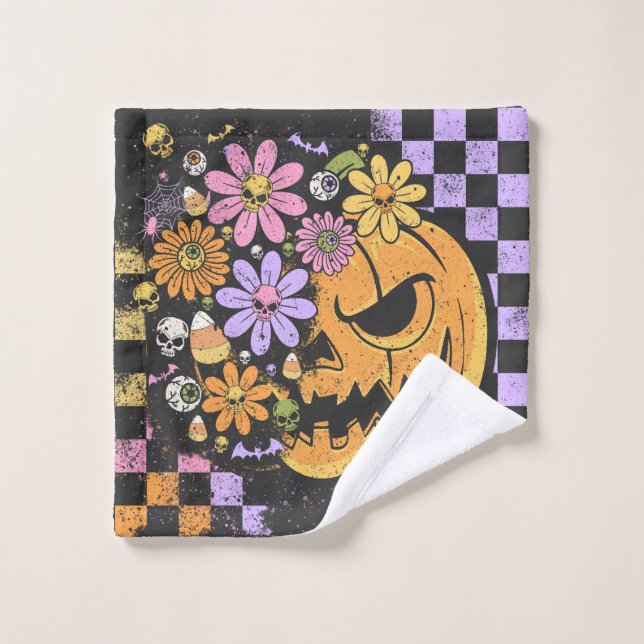 Floral Fall Pumpkin Halloween Waschlappen (Waschlappen)