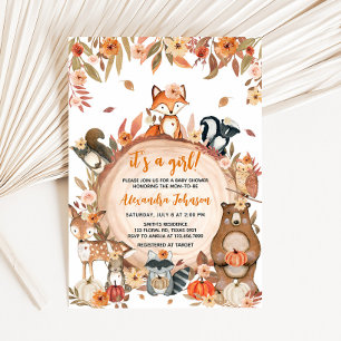 Floral Fall Pumpkin Woodland Babydusche Einladung