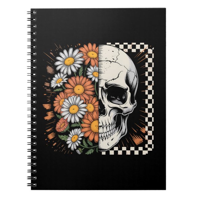 Floral Fall Skeleton Boho Halloween Notizblock (Vorderseite)