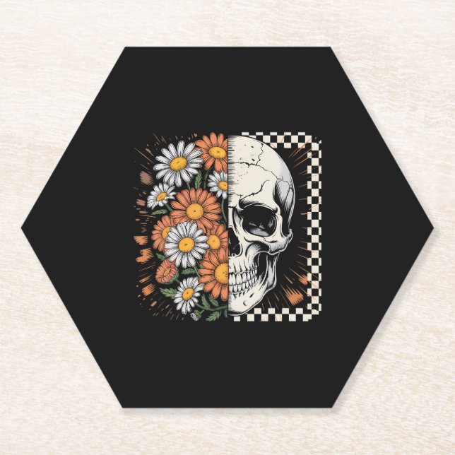 Floral Fall Skeleton Boho Halloween Untersetzer (Vorderseite)