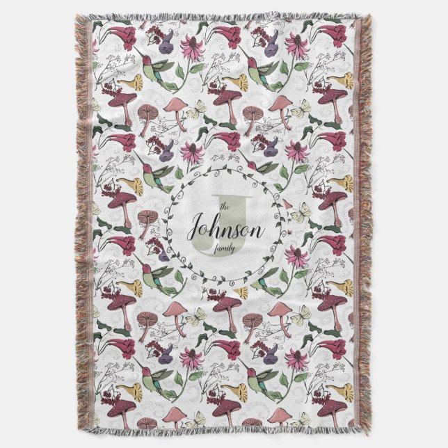 Floral Familienname Hummingbird Garden & Blume Decke (Vorderseite Vertikal)