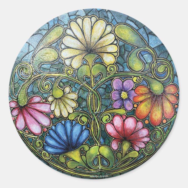 Floral Family Circle Runder Aufkleber (Vorderseite)