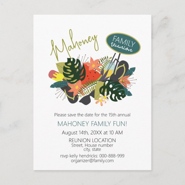 Floral Family Wiedersehen Save the Date Postkarte (Vorderseite)