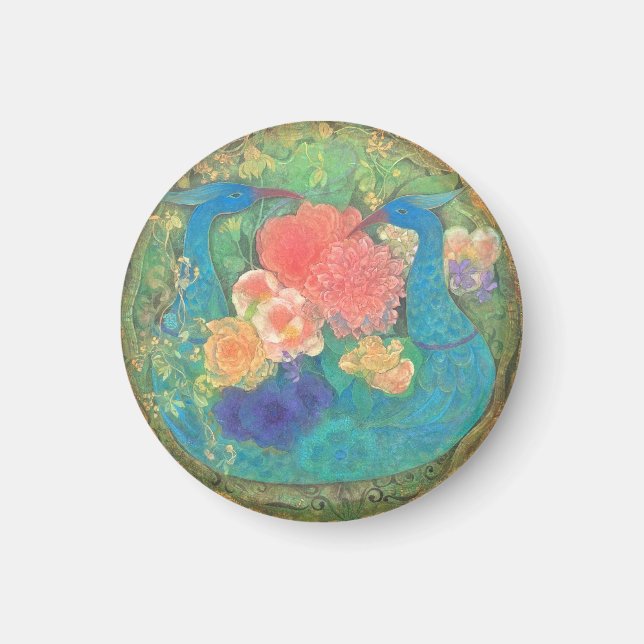 Floral Fantasia: Peacocks in Bloom Magnet (Vorne)